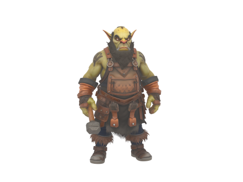 Muscular Burly Goblin Blacksmith World of Style Detailed 3D Модель
