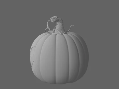 Glowing Menacing 3D Halloween Jack O Lantern with Candle Light Jagged Teeth Vine Stems 3D Model