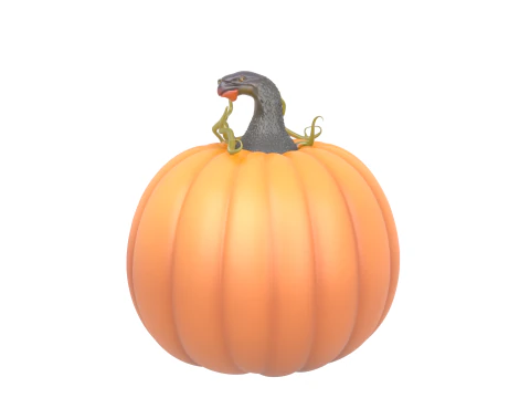 Glowing Menacing 3D Halloween Jack O Lantern with Candle Light Jagged Teeth Vine Stems 3D Model