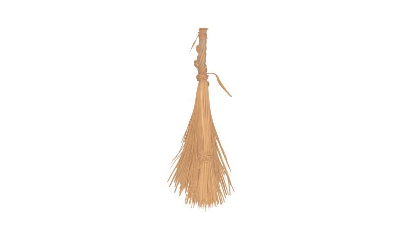 Aged Magical 3D Witch Broomstick with Enchanted Runes and Spider Webs 3D Модель .c4d .max .obj .3ds .fbx .stl .blend