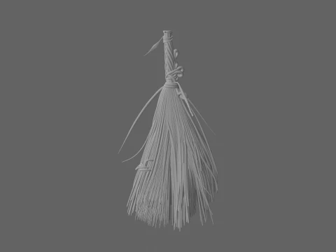 Aged Magical 3D Witch Broomstick with Enchanted Runes and Spider Webs 3D Model