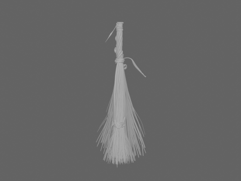 Aged Magical 3D Witch Broomstick with Enchanted Runes and Spider Webs 3D Модель