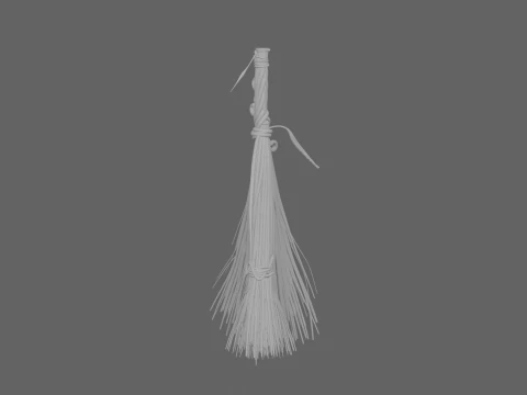 Aged Magical 3D Witch Broomstick with Enchanted Runes and Spider Webs 3D Model