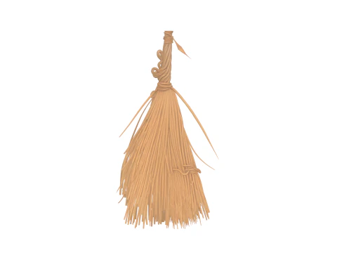 Aged Magical 3D Witch Broomstick with Enchanted Runes and Spider Webs 3D Model