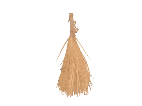 Aged Magical 3D Witch Broomstick with Enchanted Runes and Spider Webs 3D Model