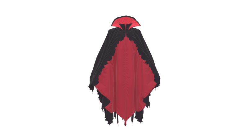 Hyper-Detailed 3D Vampire Cape Model with Flowing Black Velvet and Bloodstain Patterns Modelo 3D .c4d .max .obj .3ds .fbx .stl .blend 
