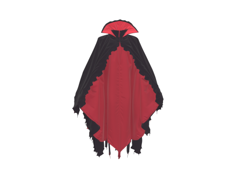 Hyper-Detailed 3D Vampire Cape Model with Flowing Black Velvet and Bloodstain Patterns Model 3D