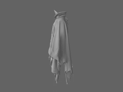 Hyper-Detailed 3D Vampire Cape Model with Flowing Black Velvet and Bloodstain Patterns 3D Model