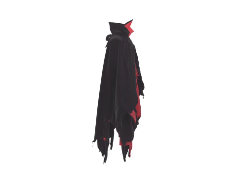 Hyper-Detailed 3D Vampire Cape Model with Flowing Black Velvet and Bloodstain Patterns 3D Model