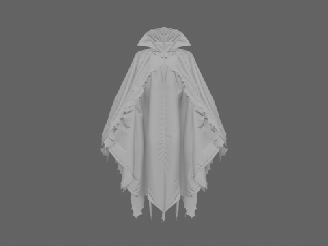 Hyper-Detailed 3D Vampire Cape Model with Flowing Black Velvet and Bloodstain Patterns Modelo 3D