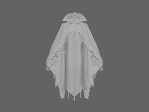 Hyper-Detailed 3D Vampire Cape Model with Flowing Black Velvet and Bloodstain Patterns 3D Model