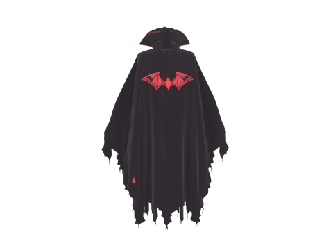Hyper-Detailed 3D Vampire Cape Model with Flowing Black Velvet and Bloodstain Patterns Modelo 3D