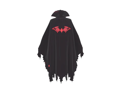 Hyper-Detailed 3D Vampire Cape Model with Flowing Black Velvet and Bloodstain Patterns 3D Model