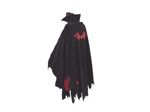 Hyper-Detailed 3D Vampire Cape Model with Flowing Black Velvet and Bloodstain Patterns Modelo 3D