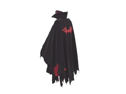 Hyper-Detailed 3D Vampire Cape Model with Flowing Black Velvet and Bloodstain Patterns 3D Model