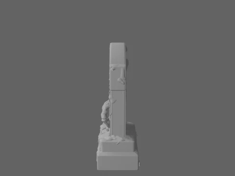3D Eerie Weathered Tombstone Model with Moss Overgrowth and Emerging Skeletal Hand 3D Model