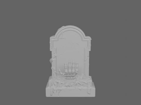 3D Eerie Weathered Tombstone Model with Moss Overgrowth and Emerging Skeletal Hand 3D मॉडल
