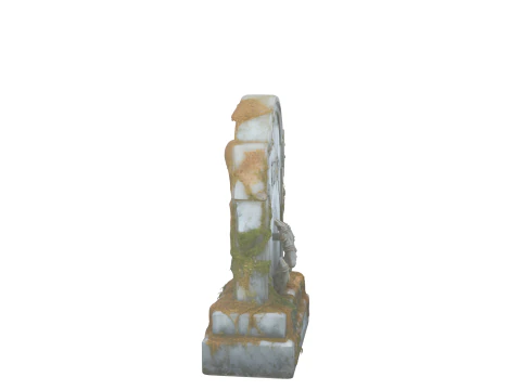 3D Eerie Weathered Tombstone Model with Moss Overgrowth and Emerging Skeletal Hand 3D Model