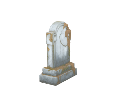 3D Eerie Weathered Tombstone Model with Moss Overgrowth and Emerging Skeletal Hand 3D मॉडल