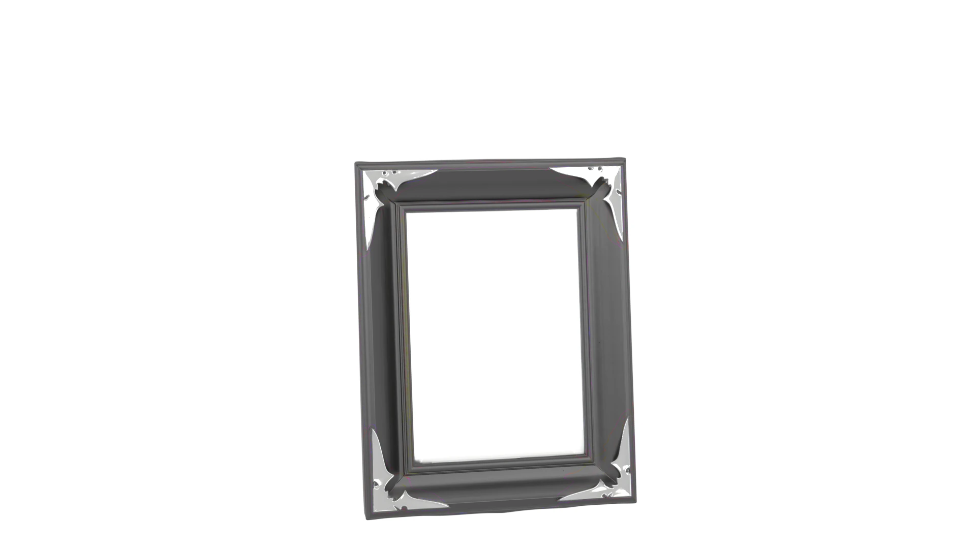 Intricate 3D Picture Frame with Bat Corner Accents 3D Model .c4d .max .obj .3ds .fbx .stl .blend 