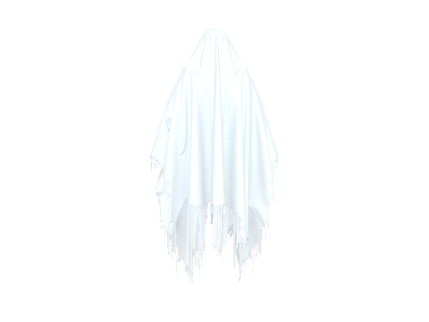 Ethereal 3D Ghost Bedsheet Costume with Translucent Fabric and Floating Tattered Edges Modèle 3D