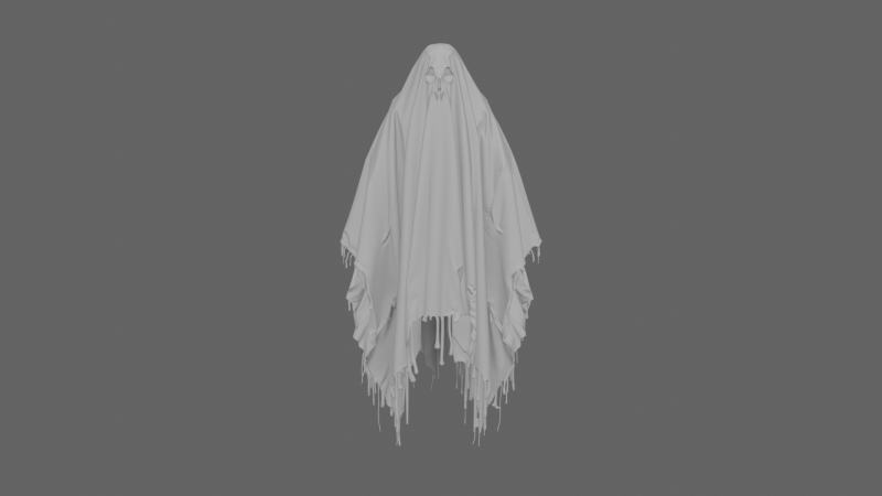Ethereal 3D Ghost Bedsheet Costume with Translucent Fabric and Floating Tattered Edges Modèle 3D .c4d .max .obj .3ds .fbx .stl .blend 
