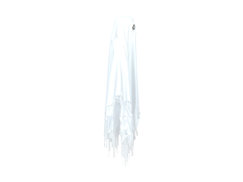 Ethereal 3D Ghost Bedsheet Costume with Translucent Fabric and Floating Tattered Edges Modèle 3D