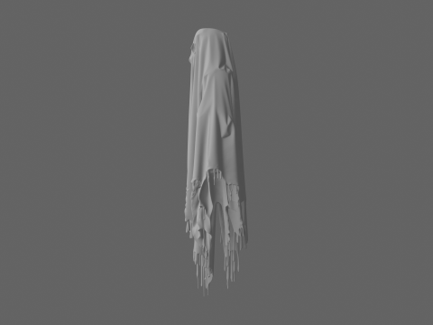 Ethereal 3D Ghost Bedsheet Costume with Translucent Fabric and Floating Tattered Edges Modèle 3D
