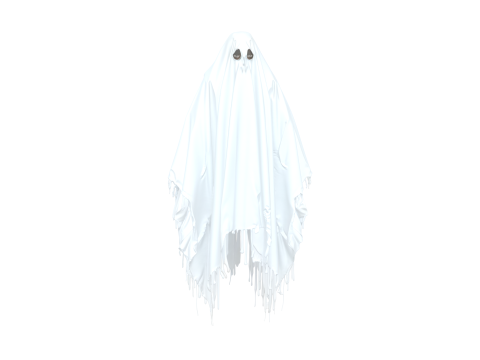 Ethereal 3D Ghost Bedsheet Costume with Translucent Fabric and Floating Tattered Edges Modèle 3D