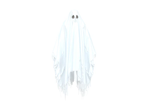 Ethereal 3D Ghost Bedsheet Costume with Translucent Fabric and Floating Tattered Edges 3D Model