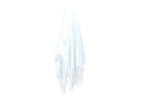 Ethereal 3D Ghost Bedsheet Costume with Translucent Fabric and Floating Tattered Edges Modèle 3D