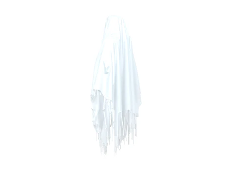 Ethereal 3D Ghost Bedsheet Costume with Translucent Fabric and Floating Tattered Edges 3D Model
