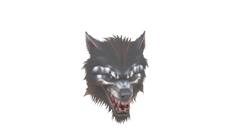 Fierce 3D Werewolf Mask with Realistic Fur and Fangs Modelo 3D .c4d .max .obj .3ds .fbx .stl .blend 