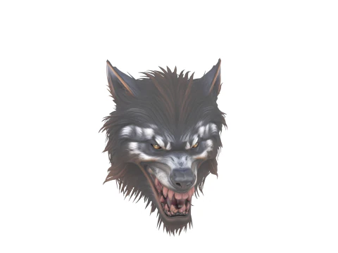 Wilde 3D-Werwolf-Maske mit realistischem Fell und Rei&szlig;z&auml;hnen 3D Modell