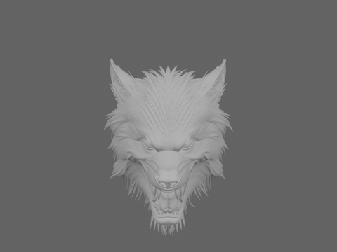 Fierce 3D Werewolf Mask with Realistic Fur and Fangs Modelo 3D