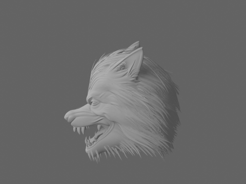 Fierce 3D Werewolf Mask with Realistic Fur and Fangs Modelo 3D