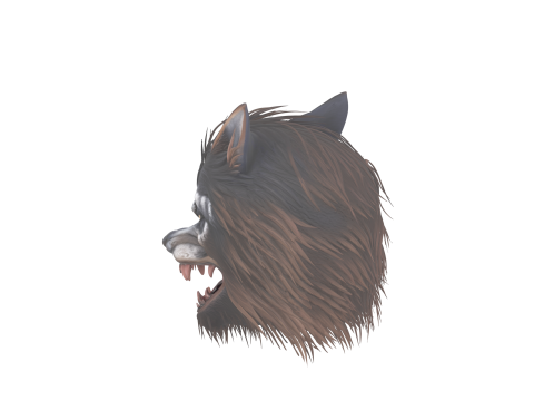 Fierce 3D Werewolf Mask with Realistic Fur and Fangs Modelo 3D