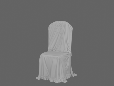 Spooky 3D Ghost Chair Cover Model with White Cotton Drape 3D Model