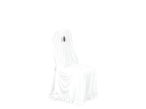 Spooky 3D Ghost Chair Cover Model with White Cotton Drape 3D Model