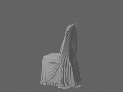 Spooky 3D Ghost Chair Cover Model with White Cotton Drape 3D Model