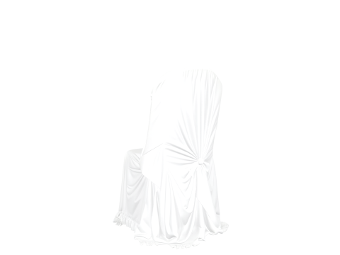 Spooky 3D Ghost Chair Cover Model with White Cotton Drape 3D Model