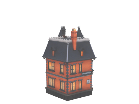 Intricate 3D Haunted House Model with Turrets Cobwebs Boarded Windows and Ghostly Lights 3D Модель