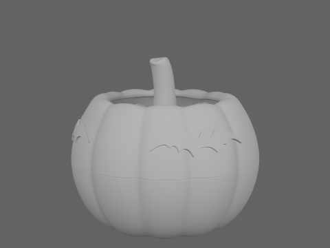 Glossy 3D Pumpkin Candy Corn Bowl with Bat Motifs 3D Model