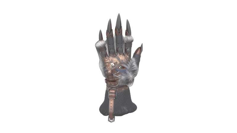 Of Fierce Werewolf Claw Glove featuring Moon Engravings and Leather Straps 3D Model .c4d .max .obj .3ds .fbx .stl .blend 