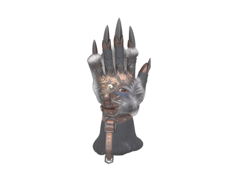 Of Fierce Werewolf Claw Glove featuring Moon Engravings and Leather Straps Modelo 3D