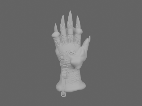 Of Fierce Werewolf Claw Glove featuring Moon Engravings and Leather Straps 3D Model