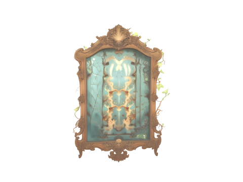 Elegant Haunted Mirror with Ornate Frame and Ghostly Reflections 3D Модель