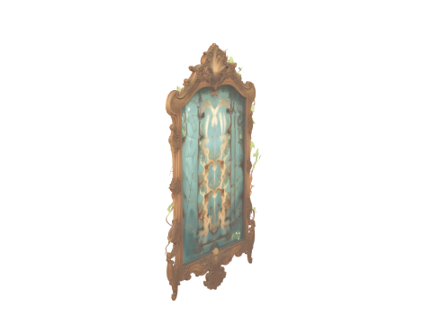 Elegant Haunted Mirror with Ornate Frame and Ghostly Reflections 3D Модель
