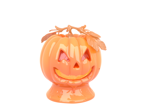 Intricate Orange Ceramic Pumpkin Spice Candle 3D Model