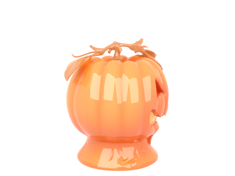 Intricate Orange Ceramic Pumpkin Spice Candle 3D Model